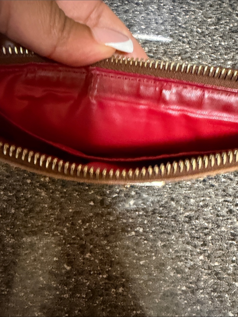 Dooney & Bourke Cognac Ostrich-Embossed Wristlet - Picture 5 of 7